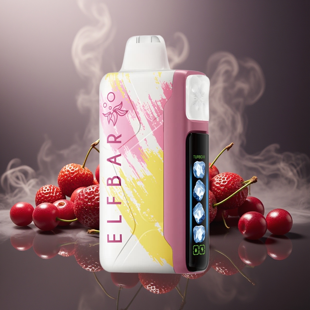 Partihandel Sverige Elf Bar Ice King 40000 Puffs 20ml 5% LCD Laddbar Kylning Körsbär Strazz