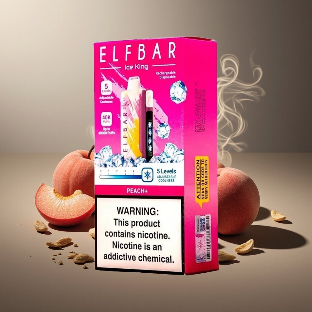 Partihandel Sverige Elf Bar Ice King 40000 Puffs LCD Display 5% Nikotin Persika+