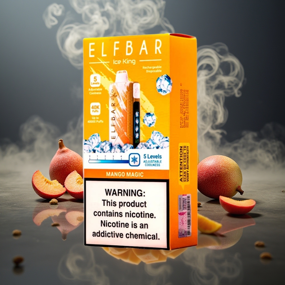 Partihandel Sverige Elf Bar Ice King 40000 Puffs Omladdningsbar 850mAh Mangomagi
