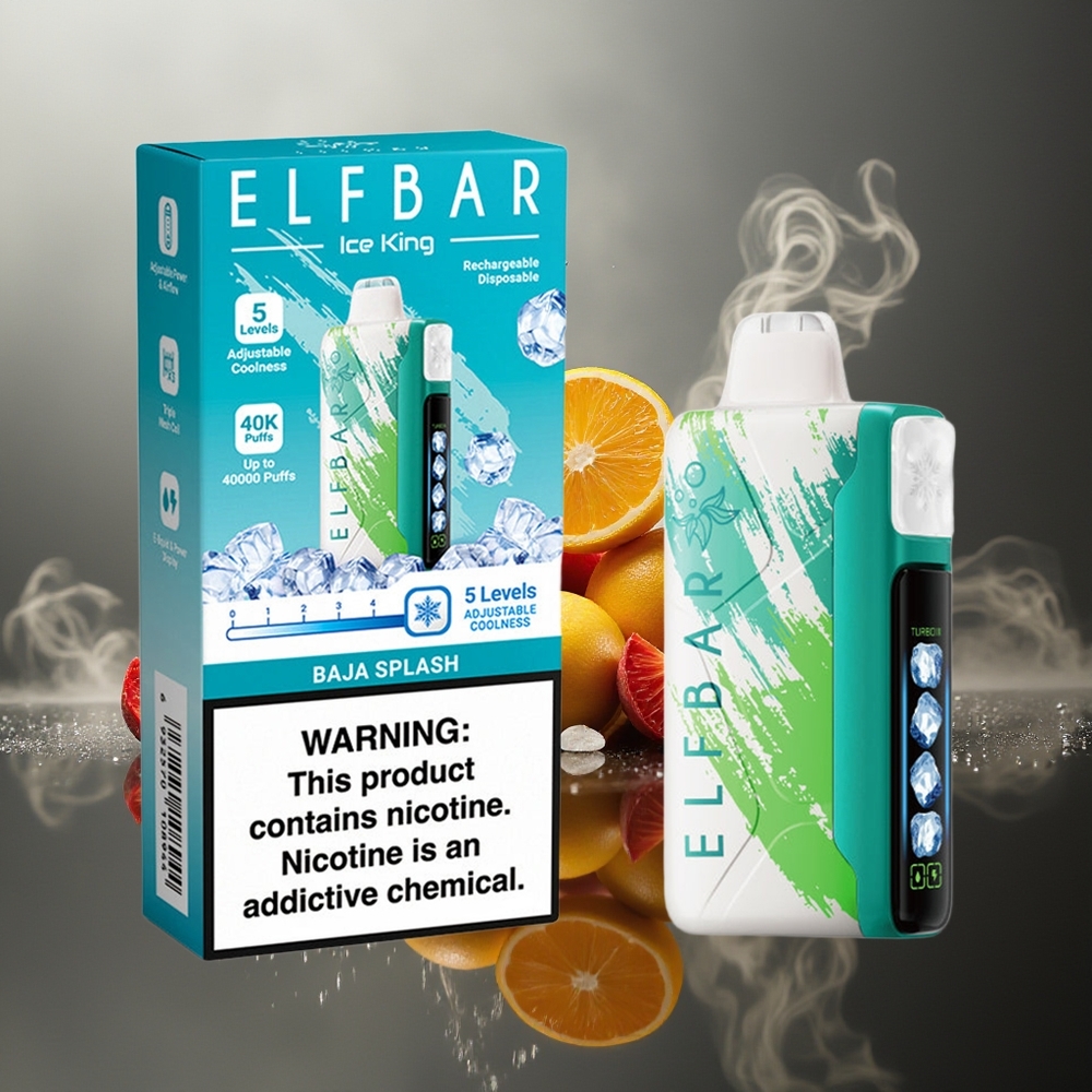 Partihandel Sverige Elf Bar Ice King 40000 Puffs Omladdningsbar LCD Baja Splash