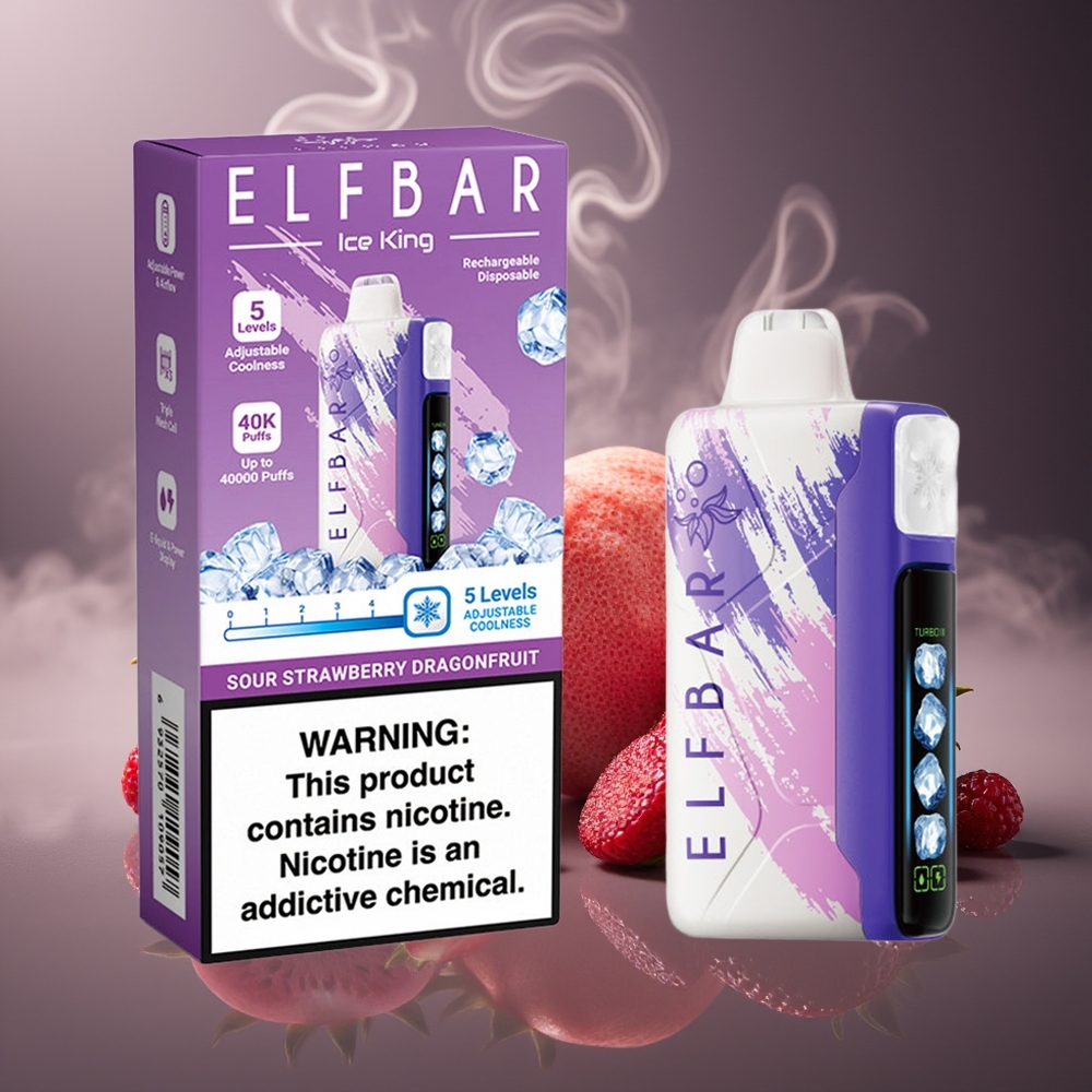 Partihandel Sverige Elf Bar Ice King 40000 Puffs Ånga Sur Jordgubbe Dragonfrukt 20ml 5% LCD