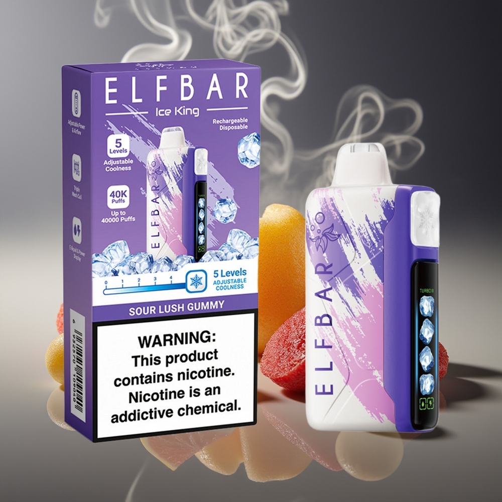 Partihandel Sverige Elf Bar Ice King 40000 Puffs Återuppladdningsbar Dual Luftflöde Sur Lush Gummy