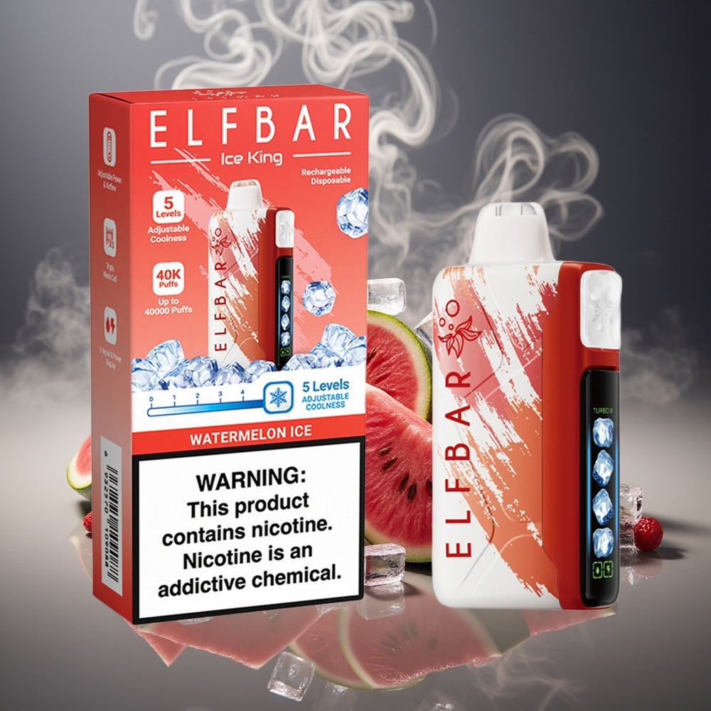Partihandel Sverige Elf Bar Ice King 40000 Puffs Återuppladdningsbar Vattenmelon Is 850mAh LCD