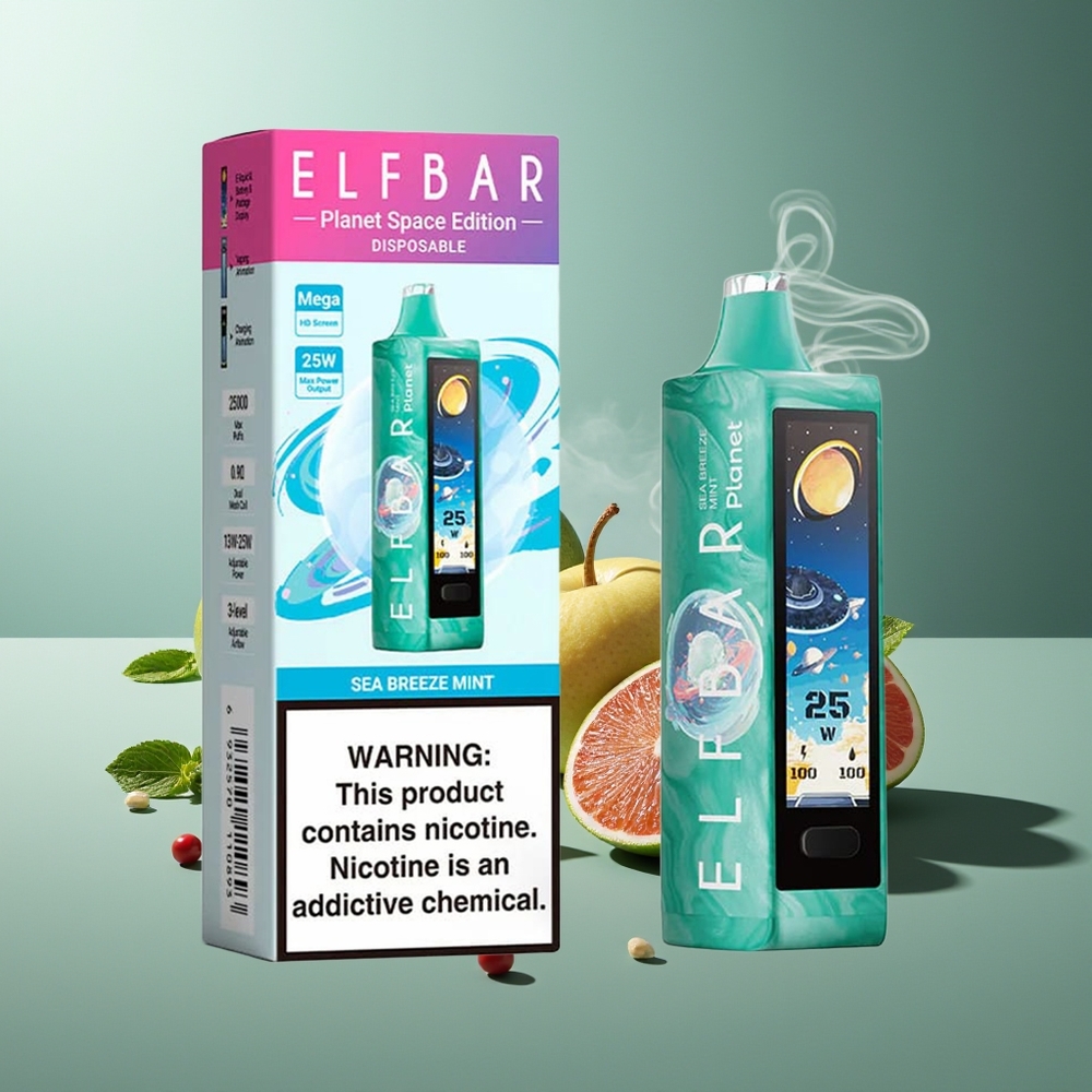 Partihandel Sverige Elf Bar Planet 25000 Puffs Disposable Havsbris Mynta Mesh 800mAh