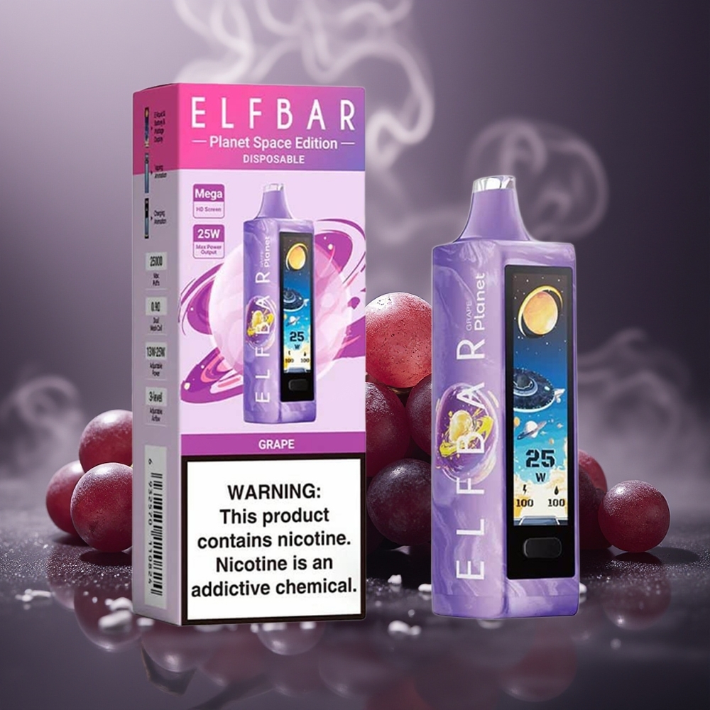 Partihandel Sverige Elf Bar Planet 25000 Puffs Engångs Vape Druva Mesh 800mAh 18ml