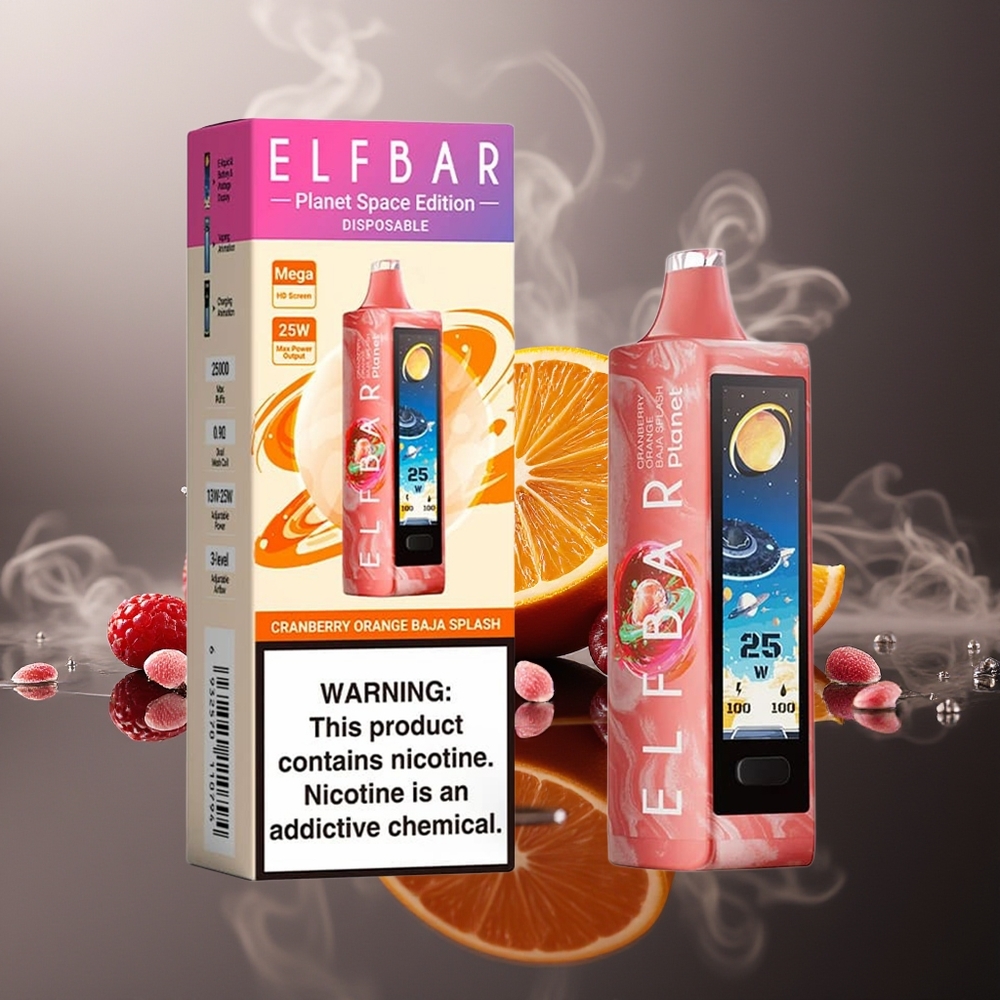 Partihandel Sverige Elf Bar Planet 25000 Puffs Engångsvape Tranbär Apelsin Baja Splash Mesh 800mAh 18ml