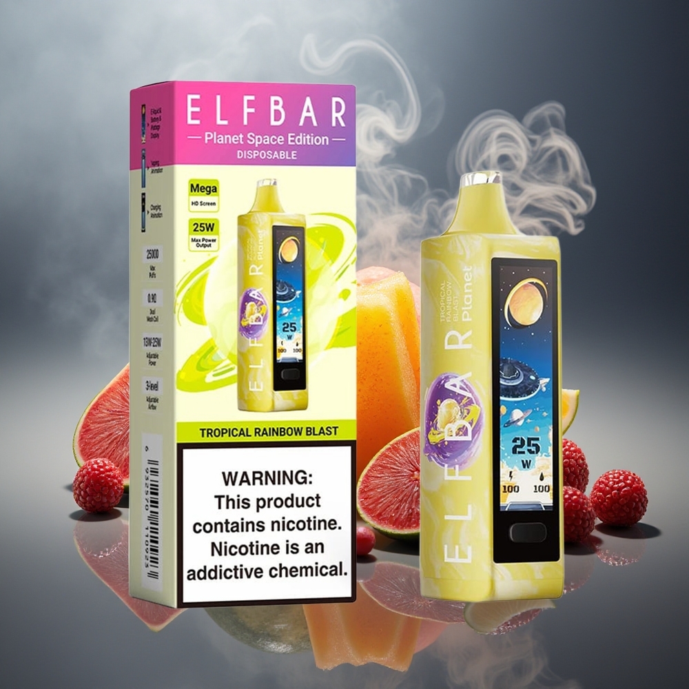 Partihandel Sverige Elf Bar Planet 25000 Puffs Återuppladdningsbar Tropisk Regnbåge Blast Mesh