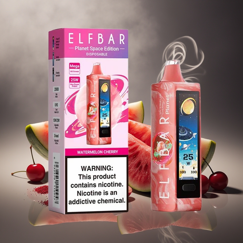 Partihandel Sverige Elf Bar Planet 25000 Puffs Återuppladdningsbar Vattenmelon Körsbär Mesh 18ml 800mAh