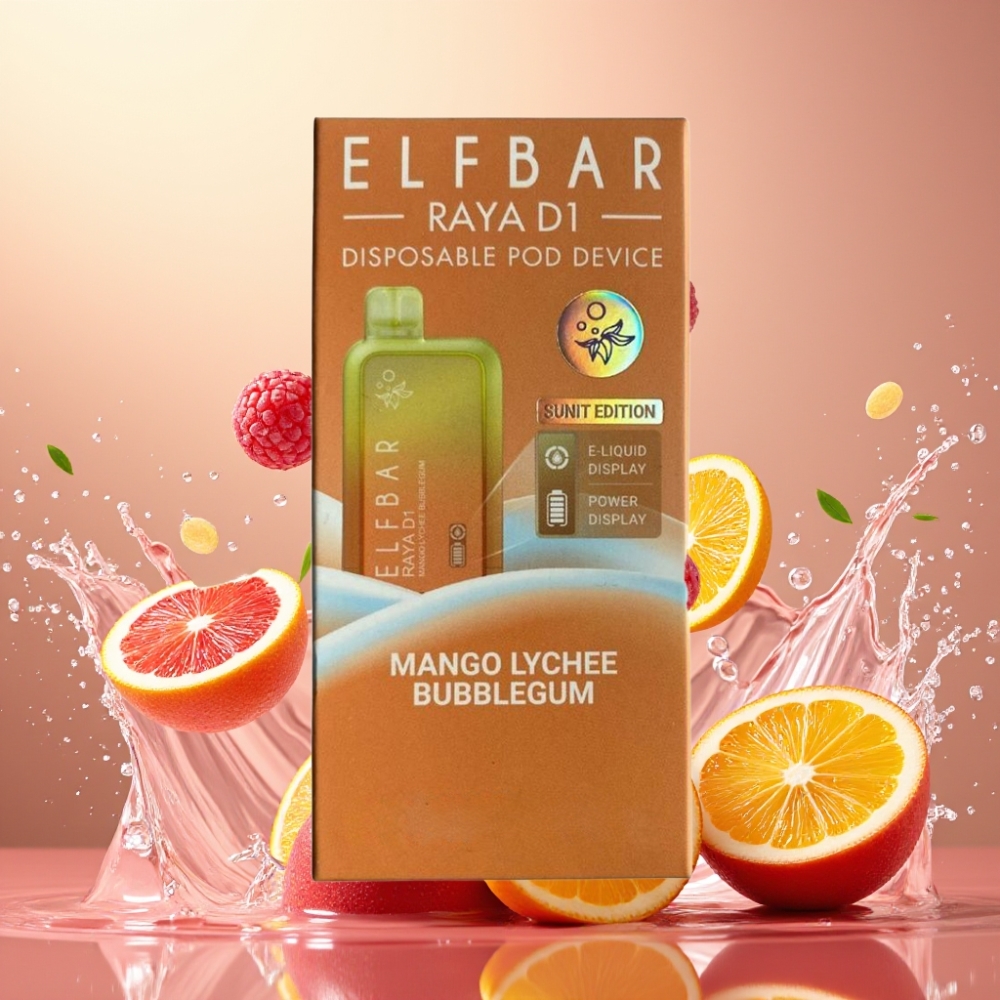 Partihandel Sverige Elf Bar Raya D1 13000 18ml 650mAh Typ-C Mango Lychee Tuggummi