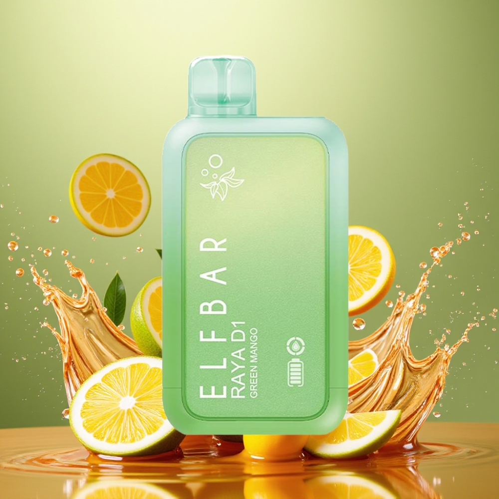 Partihandel Sverige Elf Bar Raya D1 13000 Puffs Engångsvape Grön Mango 18ml 650mAh