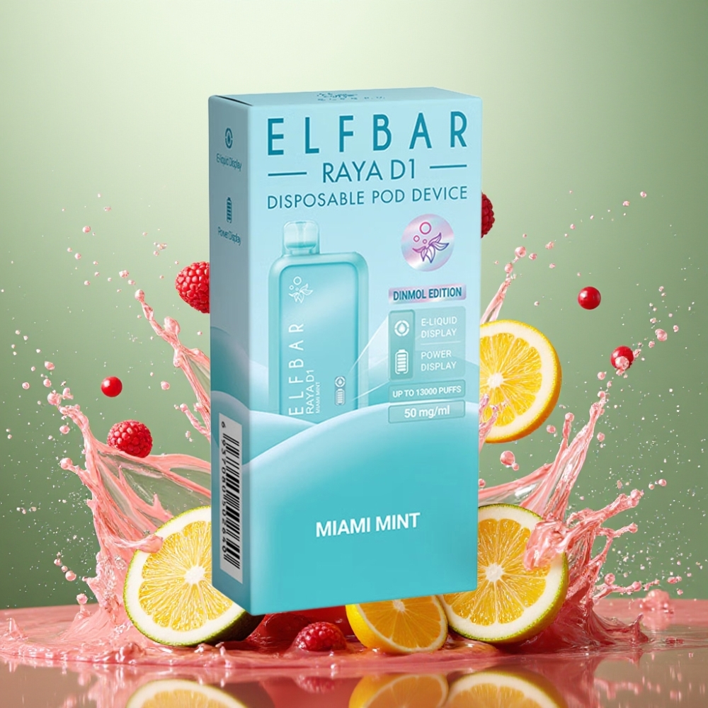 Partihandel Sverige Elf Bar Raya D1 13000 Puffs Vape Miami Mynta 18ml 650mAh
