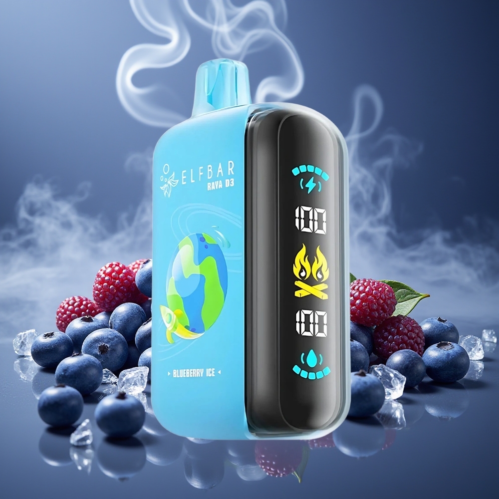 Partihandel Sverige ELF BAR RAYA D3 25000 Blåbär Is 850mAh 23ml 5% Typ-C