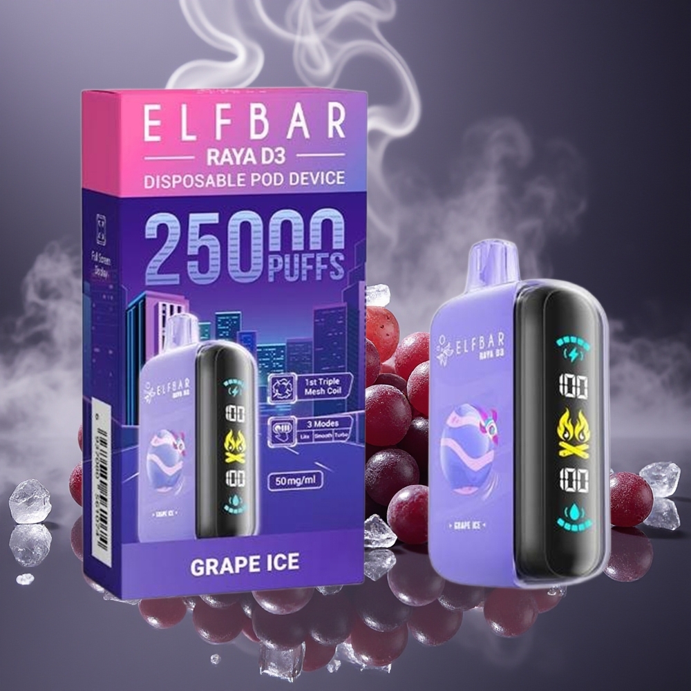 Partihandel Sverige ELF BAR RAYA D3 25000 Puffs 23ml 850mAh Type-C Vindruvis