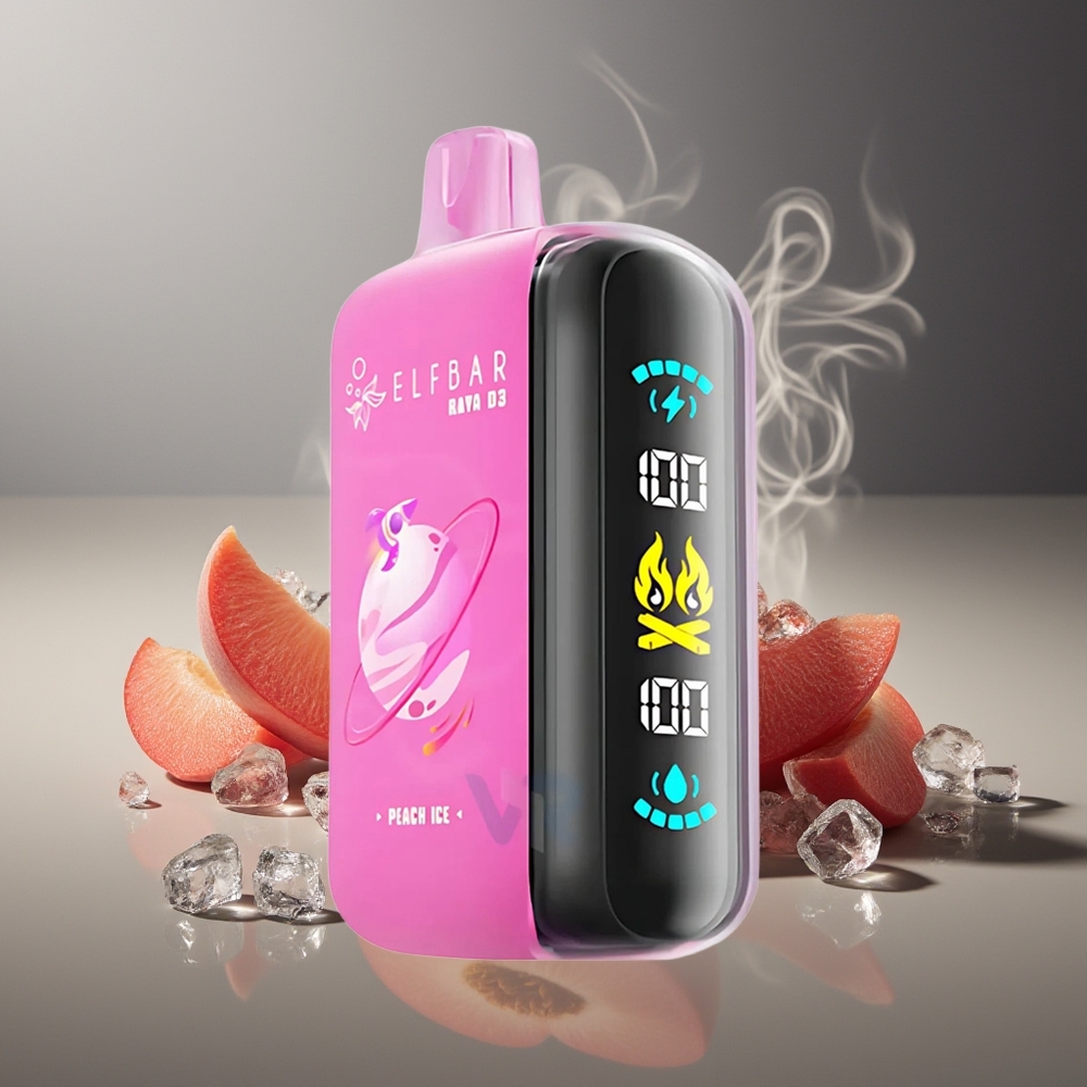 Partihandel Sverige ELF BAR RAYA D3 25000 Puffs 850mAh 23ml 5% Type-C Persika Is