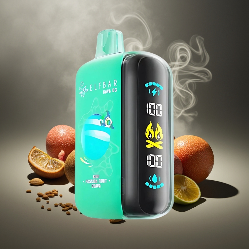 Partihandel Sverige ELF BAR RAYA D3 25000 Puffs Disposable Vape Kiwi Passionsfrukt Guava 23ml 850mAh Type-C
