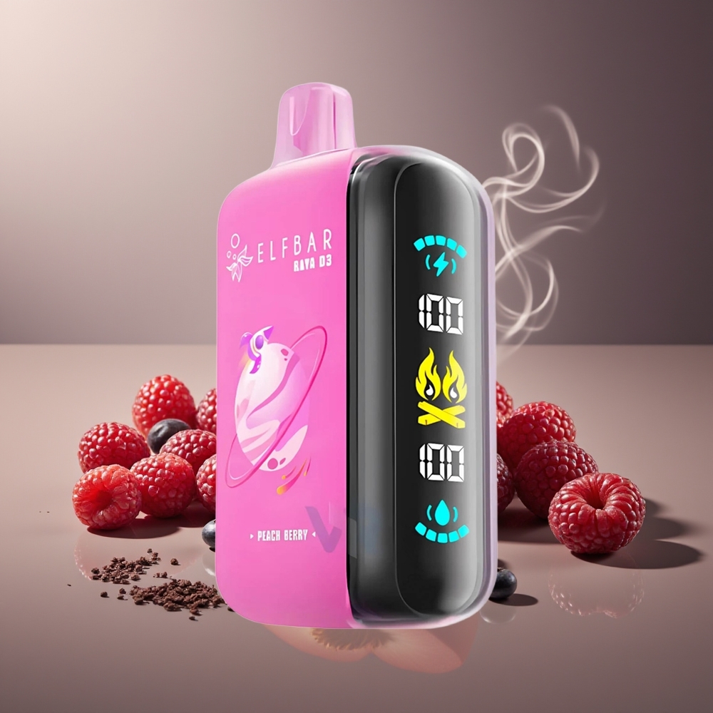 Partihandel Sverige ELF BAR RAYA D3 25000 Puffs Laddbar Persika Bär 23ml Type-C