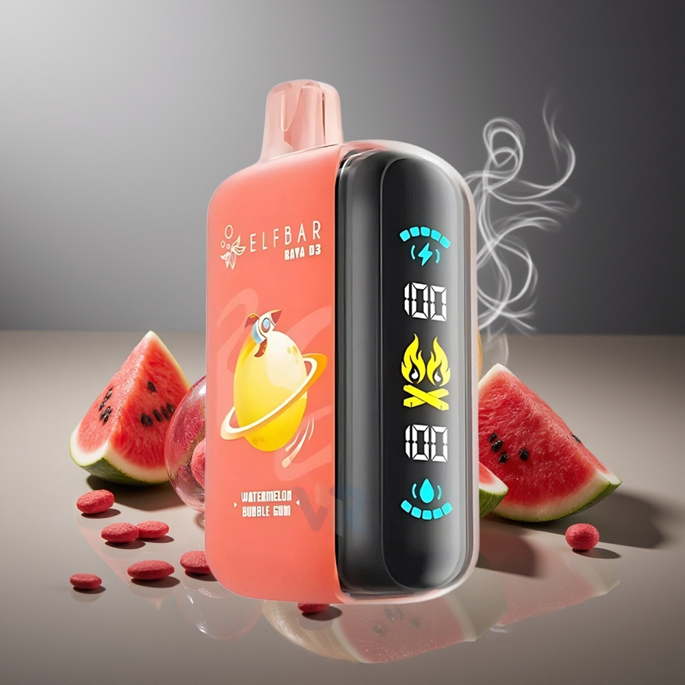 Partihandel Sverige ELF BAR RAYA D3 25000 Puffs Återuppladdningsbar Typ-C Vattenmelon Tuggummi