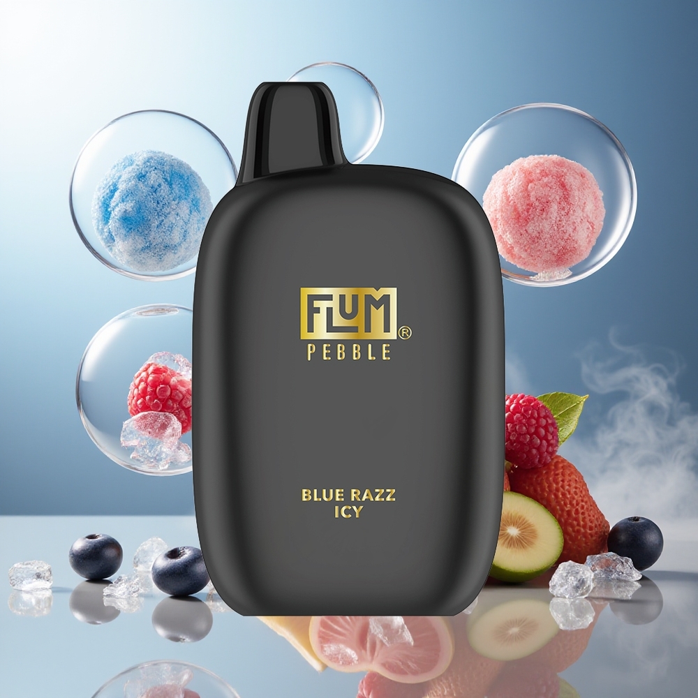 Partihandel Sverige FLUM Pebble 6000 Blå Hallon Is 10ml 5% Mesh Coil Typ-C