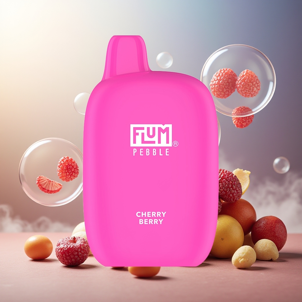 Partihandel Sverige FLUM Pebble 6000 Puffs 10ml 5% Nikotin 500mAh Mesh Laddningsbar Körsbär Bär