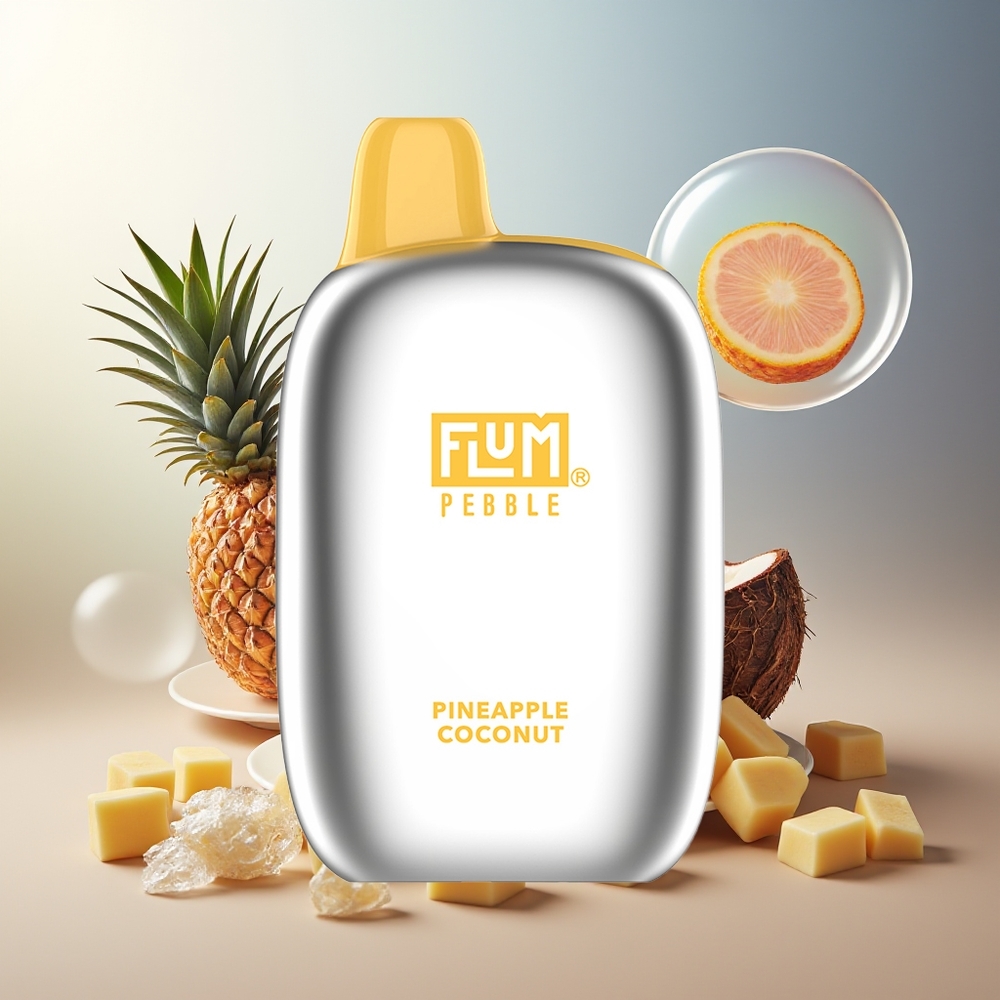 Partihandel Sverige FLUM Pebble 6000 Puffs Ananas Kokosnöt 10ml 5% 500mAh Mesh Coil Type-C