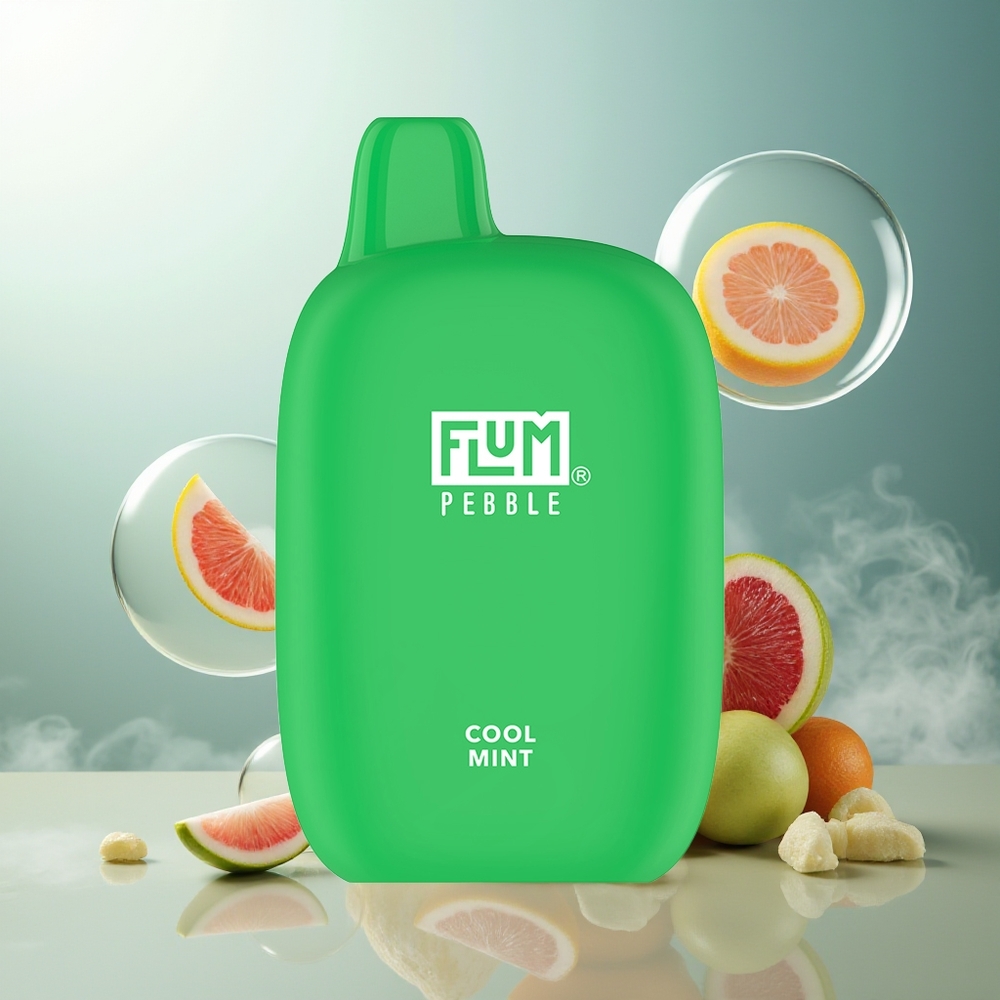 Partihandel Sverige FLUM Pebble 6000 Puffs Engångs Vape Kylmynta 10ml 5% 500mAh Mesh Coil Type-C