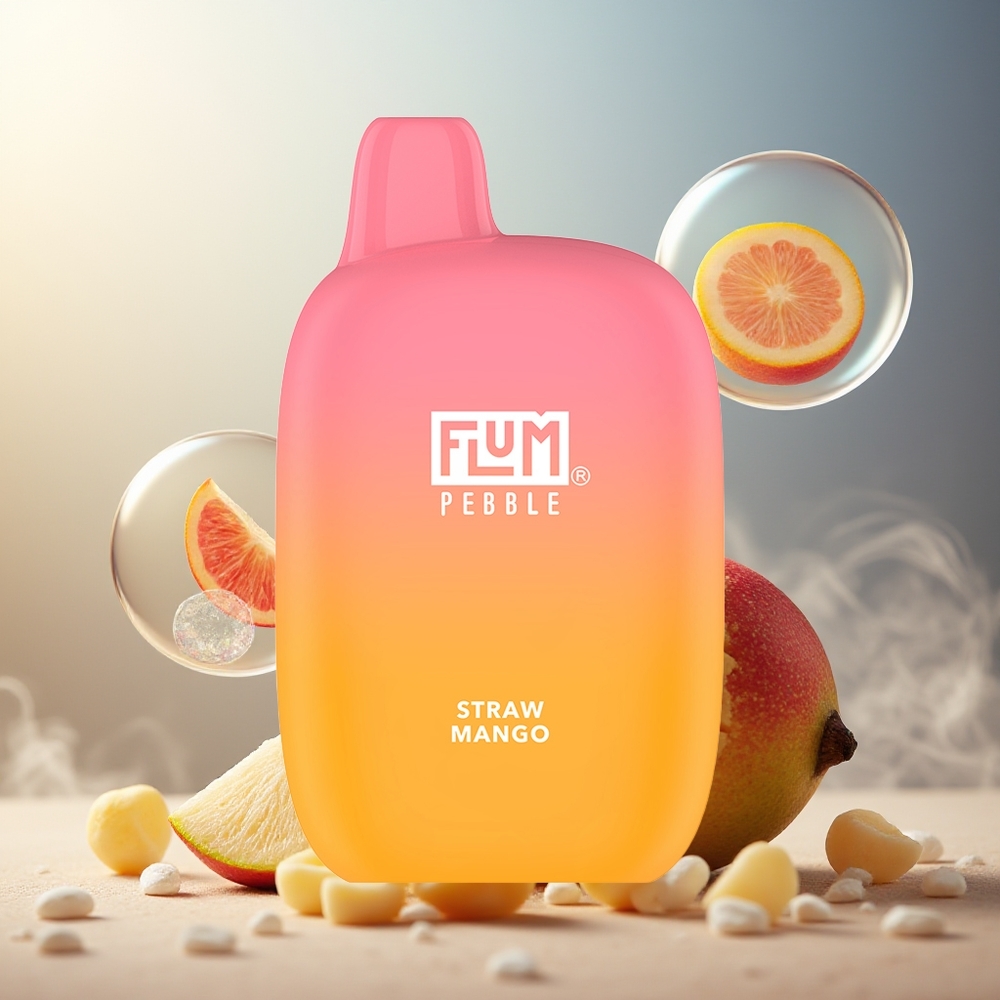 Partihandel Sverige FLUM Pebble 6000 Puffs Mango 10ml 5% 500mAh Mesh Coil Type-C