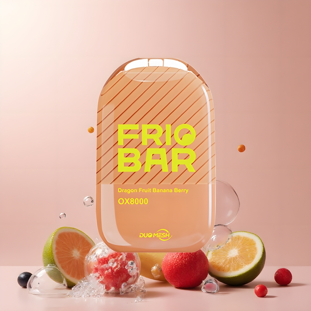 Partihandel Sverige FRIOBAR OX8000 8000 puffar Draksköt Banan Bär USB-C 16mL