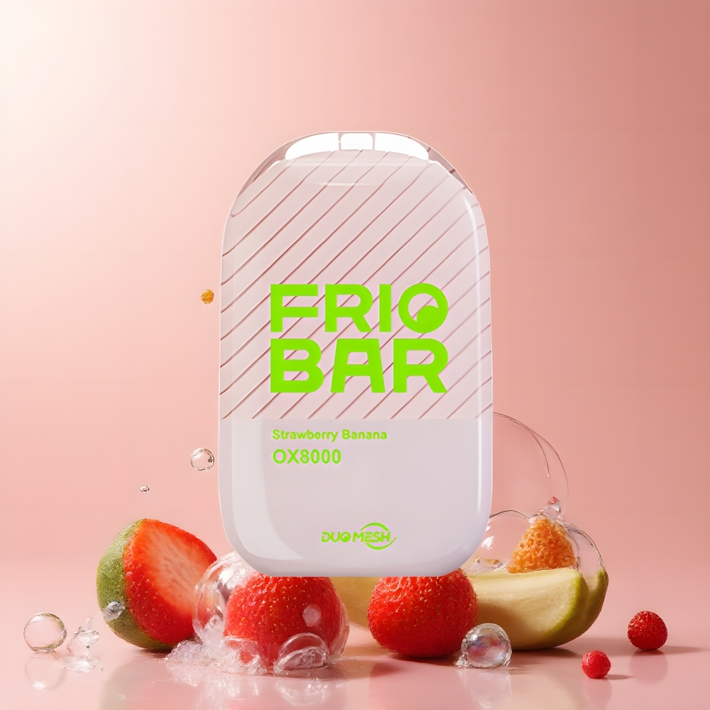 Partihandel Sverige FRIOBAR OX8000 Engångs Jordgubb Banan 8000 puffar 16mL 50mg