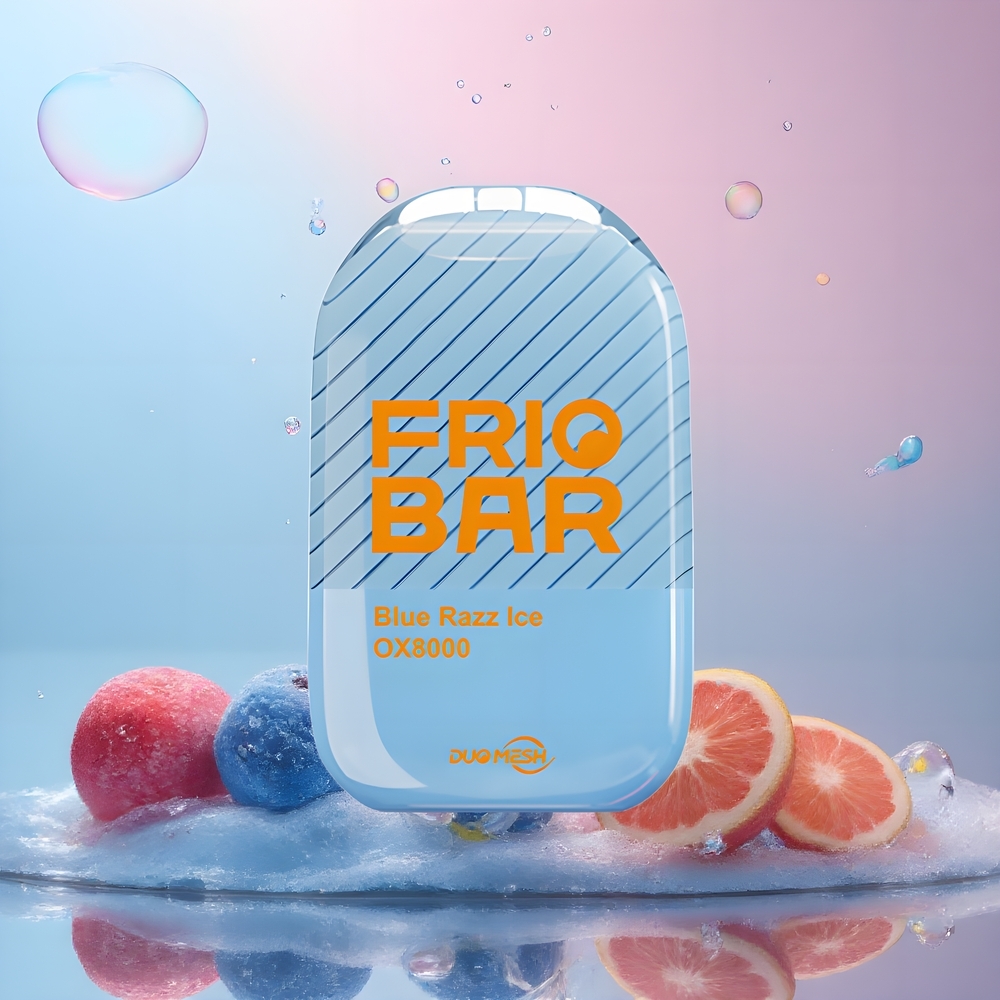 Partihandel Sverige FRIOBAR OX8000 Engångs Vape Blå Hallon Is 8000 puffar 16mL 600mAh