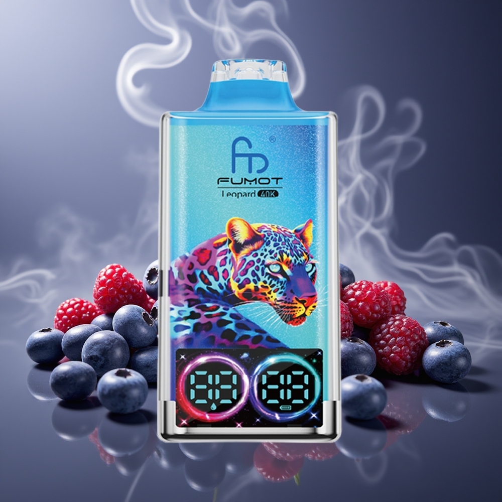 Partihandel Sverige Fumot Leopard 40K Puffs 5% Nicotine Blåbär Hallon Disposable Vape