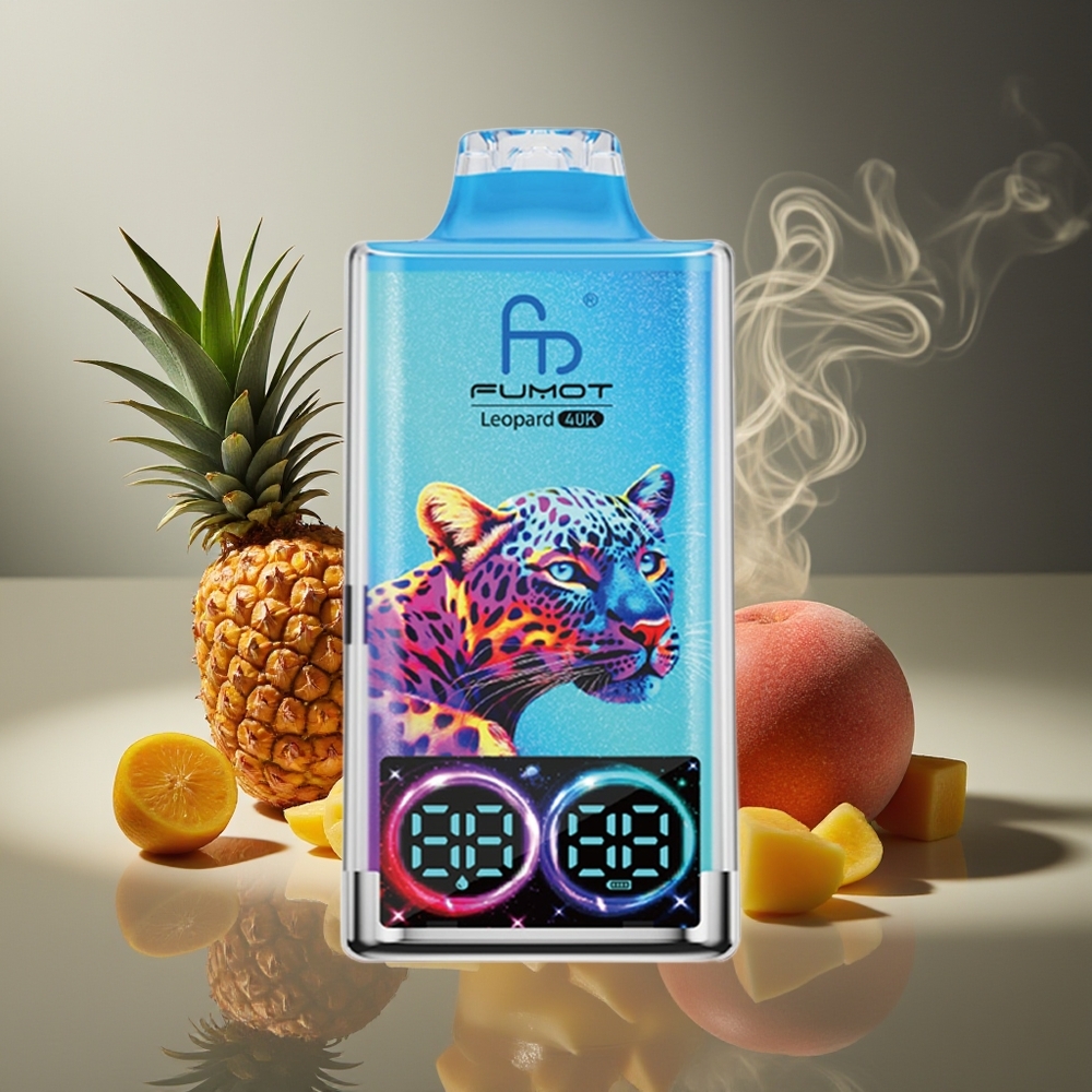 Partihandel Sverige Fumot Leopard 40K Puffs 5% Nikotin Dual Mesh Peachy Mango Ananas