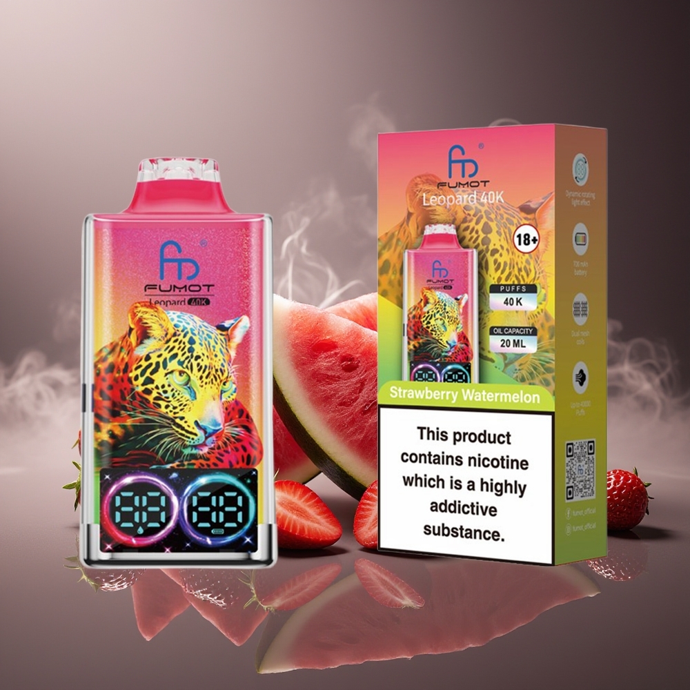 Partihandel Sverige Fumot Leopard 40K Puffs Jordgubb Vattenmelon 5% Nicotine Dual Mesh 700mAh