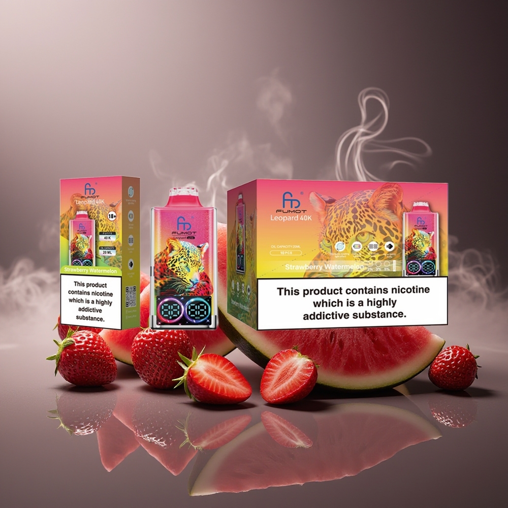 Partihandel Sverige Fumot Leopard 40K Puffs Jordgubb Vattenmelon 5% Nicotine Dual Mesh 700mAh