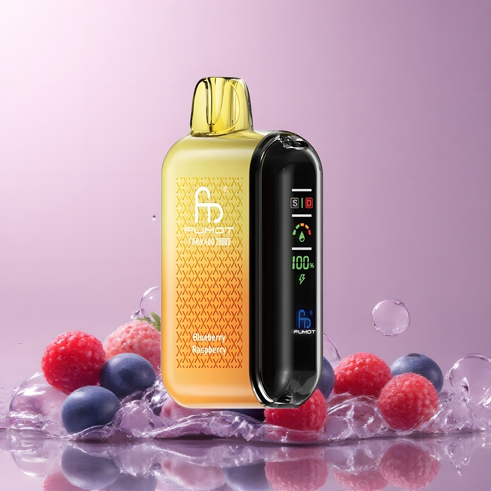 Partihandel Sverige Fumot Tornado 20000 Puffs Blåbär Hallon Dual Mesh Coil Smart Display