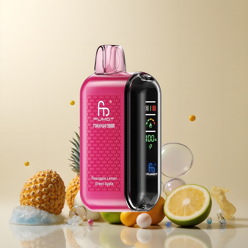 Partihandel Sverige Fumot Tornado 20000 Puffs Dual Mesh Ananas Citron Grönt Äpple
