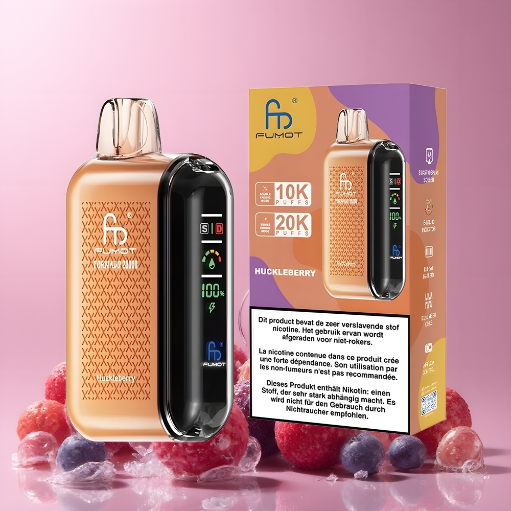 Partihandel Sverige Fumot Tornado 20000 Puffs Dual Mesh Coil 20ml Blåbär