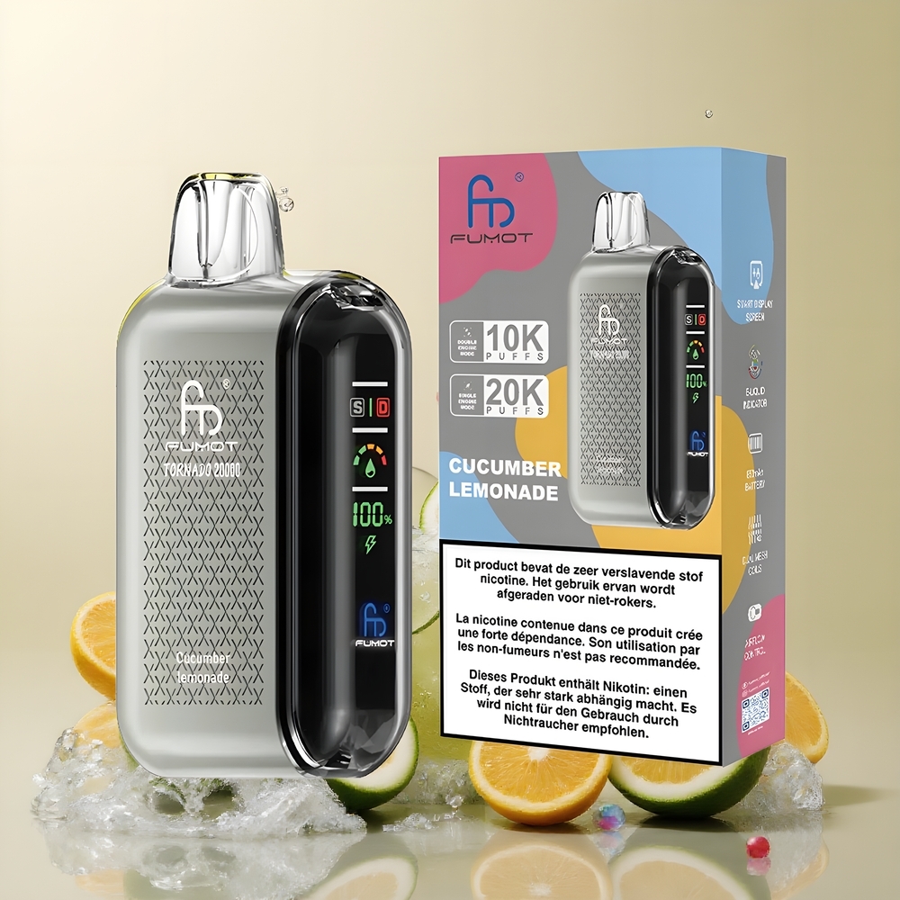 Partihandel Sverige Fumot Tornado 20000 Puffs Dual Mesh Coil Gurkmeja Lemonad