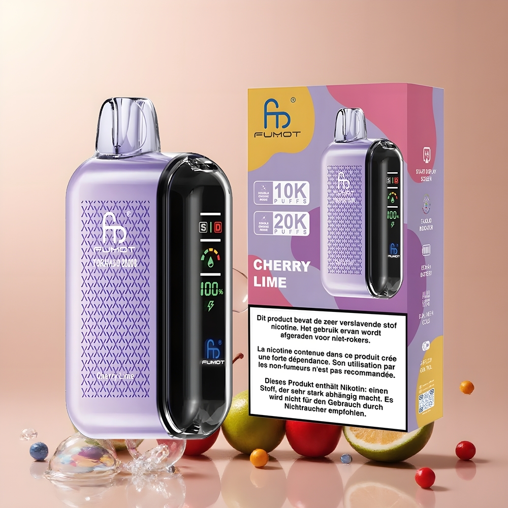 Partihandel Sverige Fumot Tornado 20000 Puffs Dual Mesh Coil Körsbär Lime