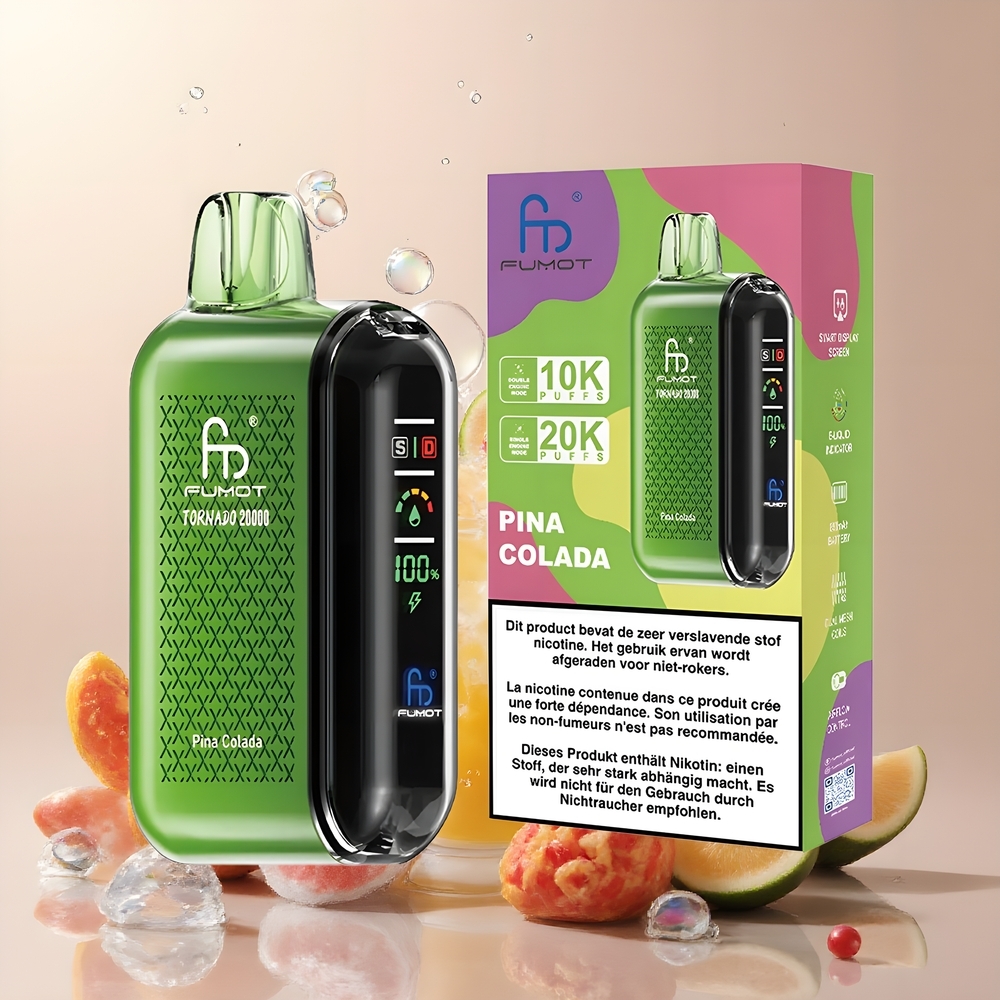 Partihandel Sverige Fumot Tornado 20000 Puffs Dual Mesh Coil Pina Colada