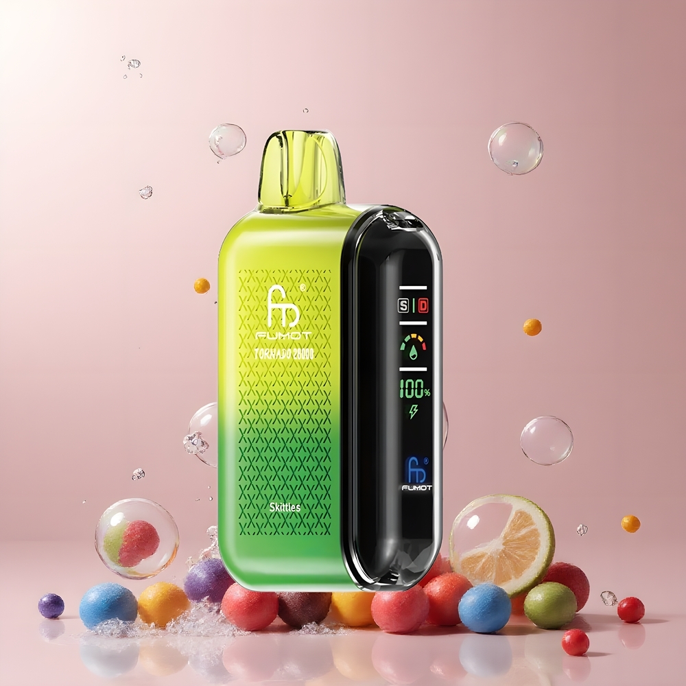 Partihandel Sverige Fumot Tornado 20000 Puffs Dual Mesh Coil Smart Display Regnbågar