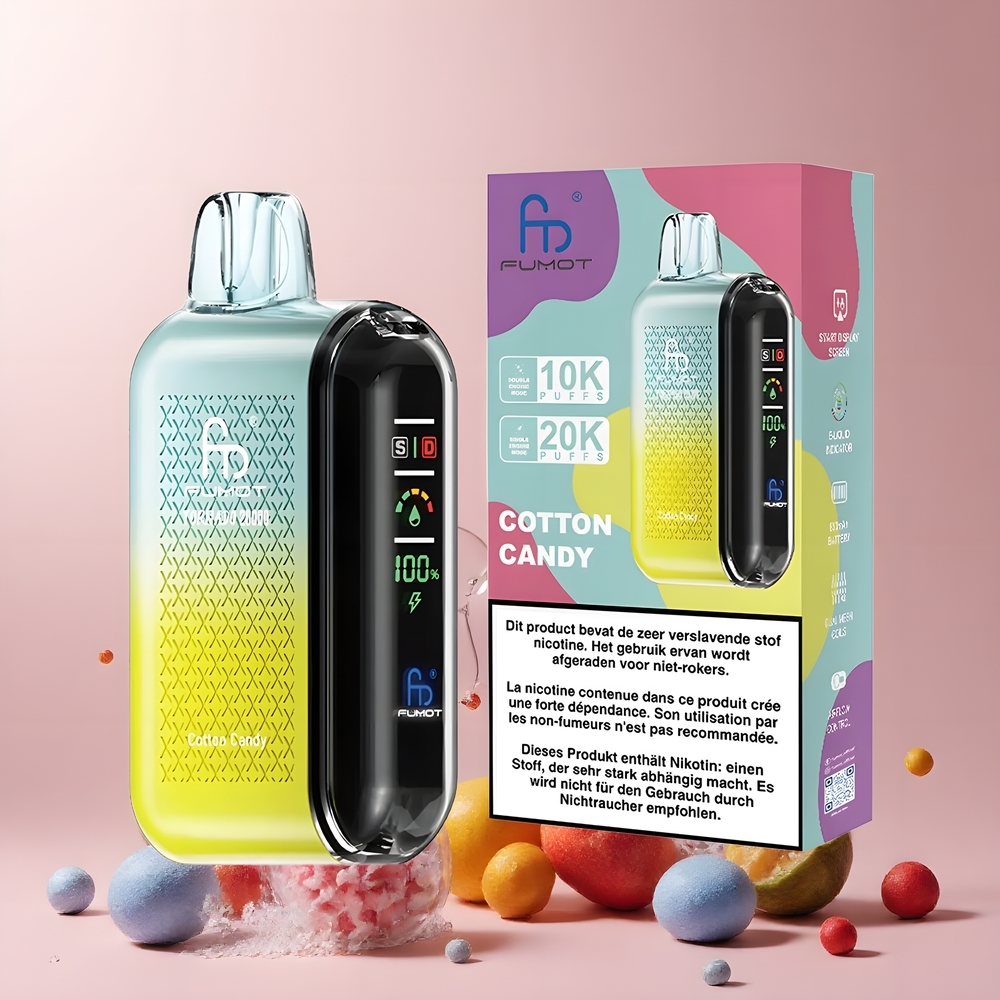 Partihandel Sverige Fumot Tornado 20000 Puffs Dual Mesh Cotton Godis Smart Display