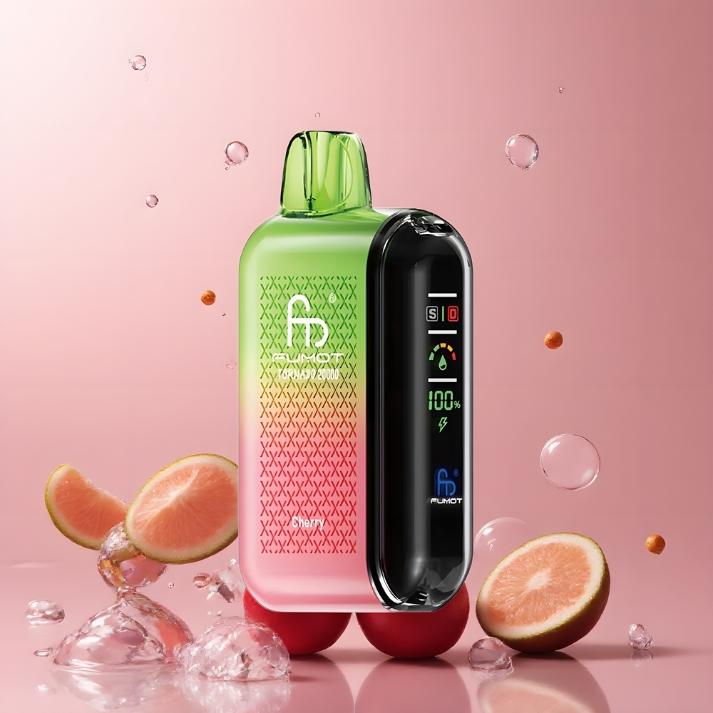 Partihandel Sverige Fumot Tornado 20000 Puffs Dual Mesh Engångs Vape Körsbär