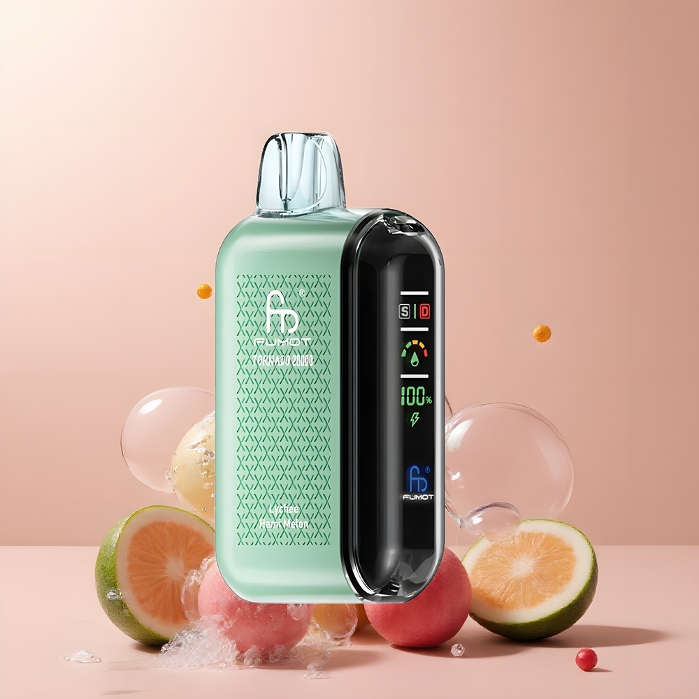 Partihandel Sverige Fumot Tornado 20000 Puffs Engångs Vape Litchi Hami Melon Dual Mesh Coil Smart Display