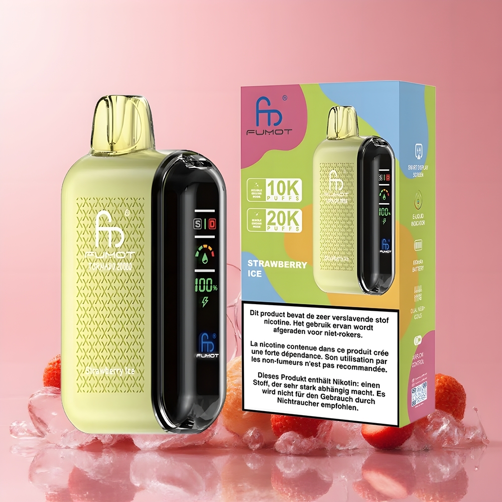 Partihandel Sverige Fumot Tornado 20000 Puffs Jordgubb Is Dual Mesh Coil Smart Display