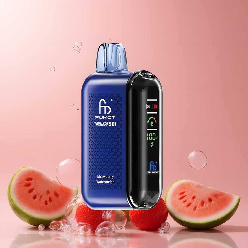 Partihandel Sverige Fumot Tornado 20000 Puffs Jordgubb Vattenmelon Dual Mesh Coil