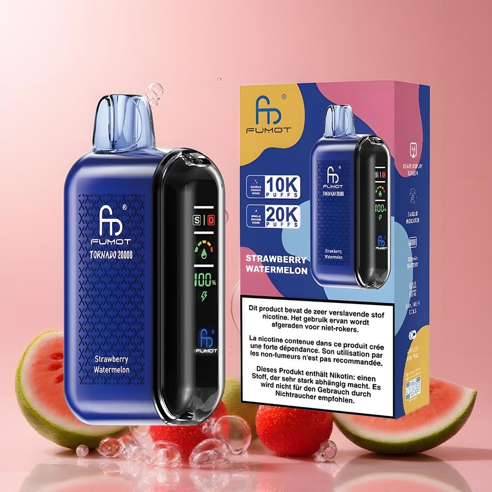 Partihandel Sverige Fumot Tornado 20000 Puffs Jordgubb Vattenmelon Dual Mesh Coil