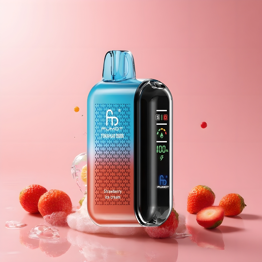 Partihandel Sverige Fumot Tornado 20000 Puffs Jordgubbglass Dual Mesh Coil Smart Display