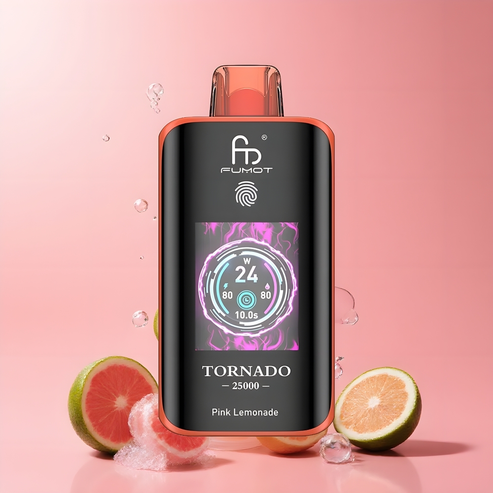 Partihandel Sverige Fumot Tornado 25000 Puffar HD Skärm 700mAh Rosa Citron