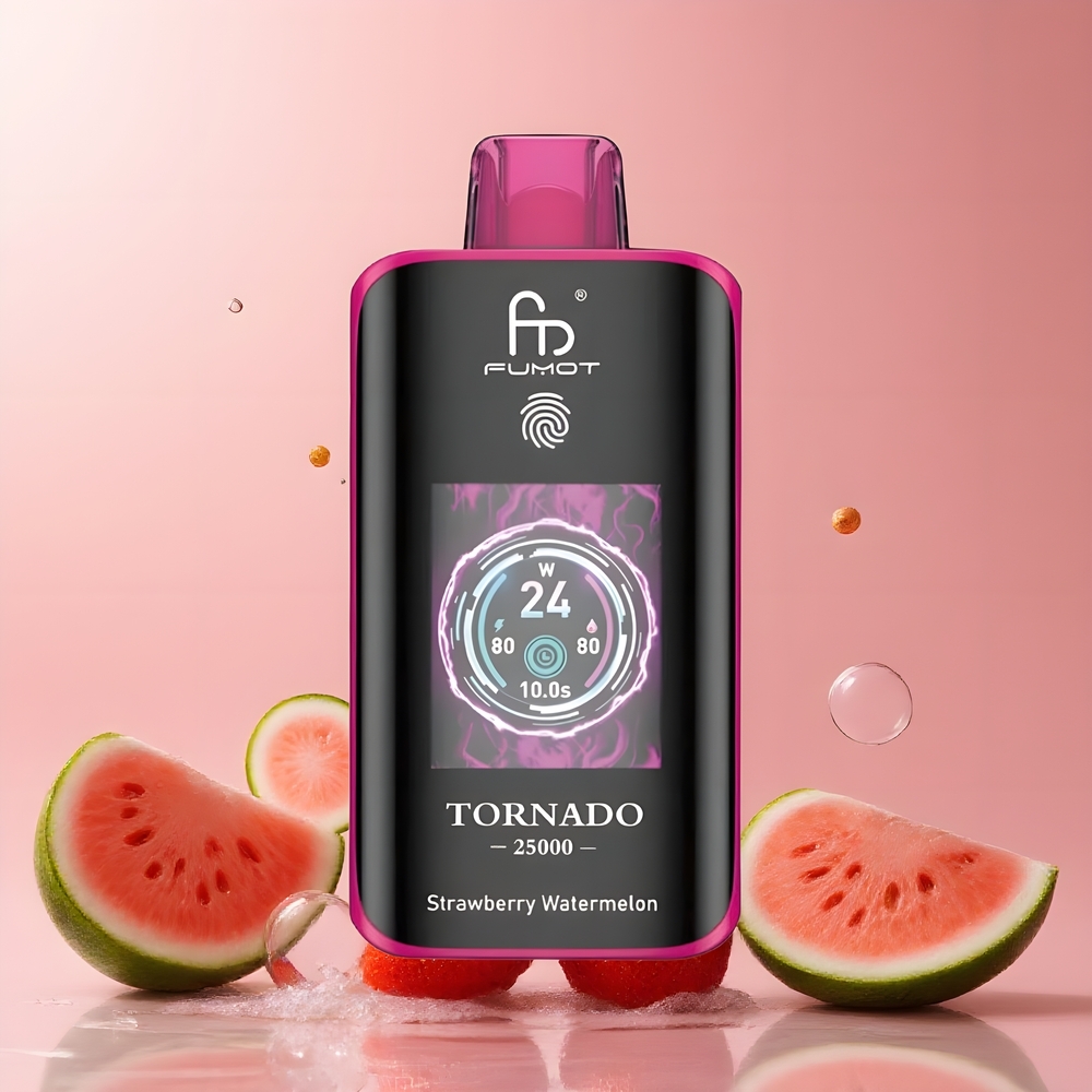 Partihandel Sverige Fumot Tornado 25000 Puffar Jordgubb Vattenmelon 20ml 700mAh Typ-C