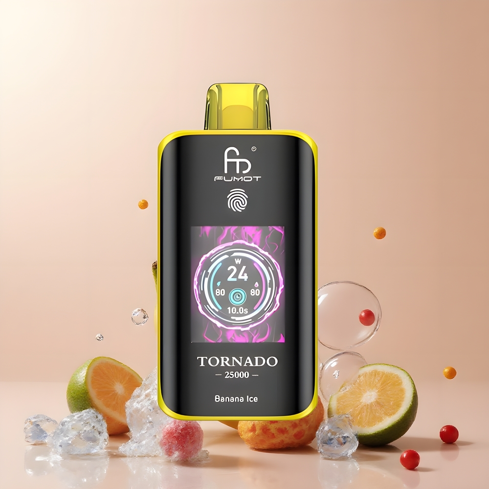 Partihandel Sverige Fumot Tornado 25000 Puffs Bananis HD Skärm 700mAh 20ml Typ-C